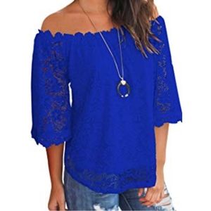 Lace detail off the shoulder top